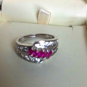 Cute pink and silver plate ring